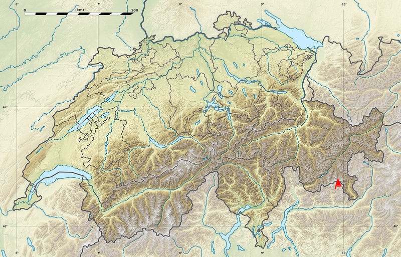 Location Map for the Bernina Range on the border of Italy and Switzerland