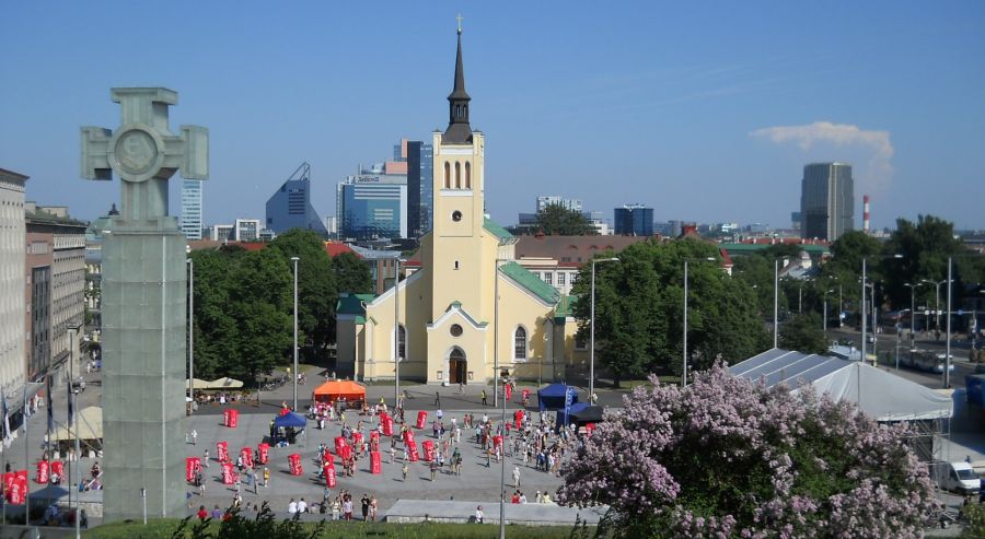 Freedom Square ( Vabaduse väljak ) in Tallin - capital City of Estonia